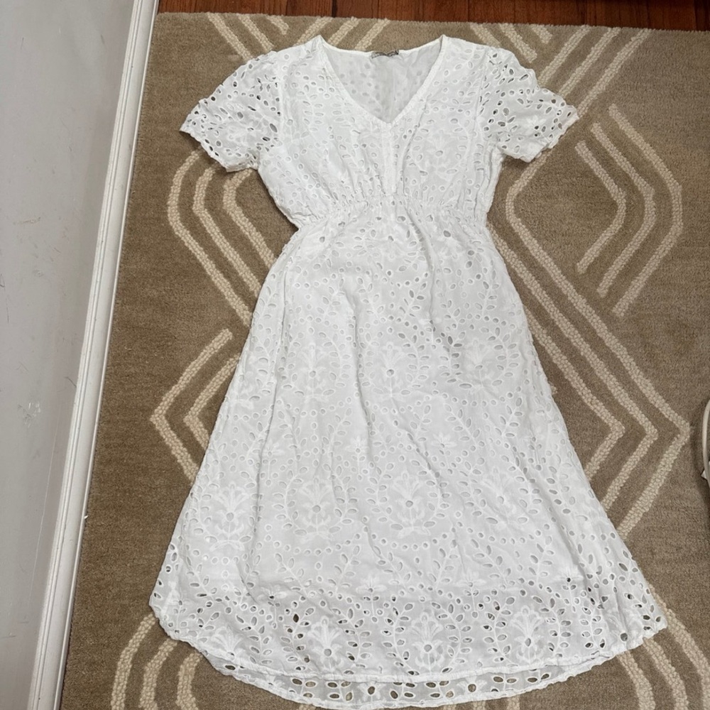 Valentina White Puff Sleeve Midi Sundress
